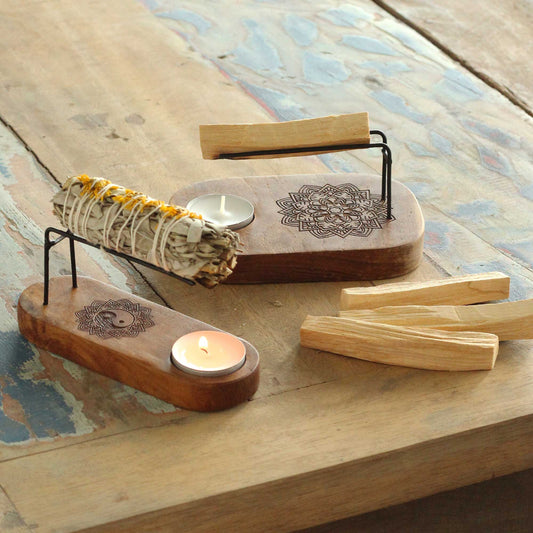🔥 Brûleur Palo Santo - Bois de Teck-Design Mandala