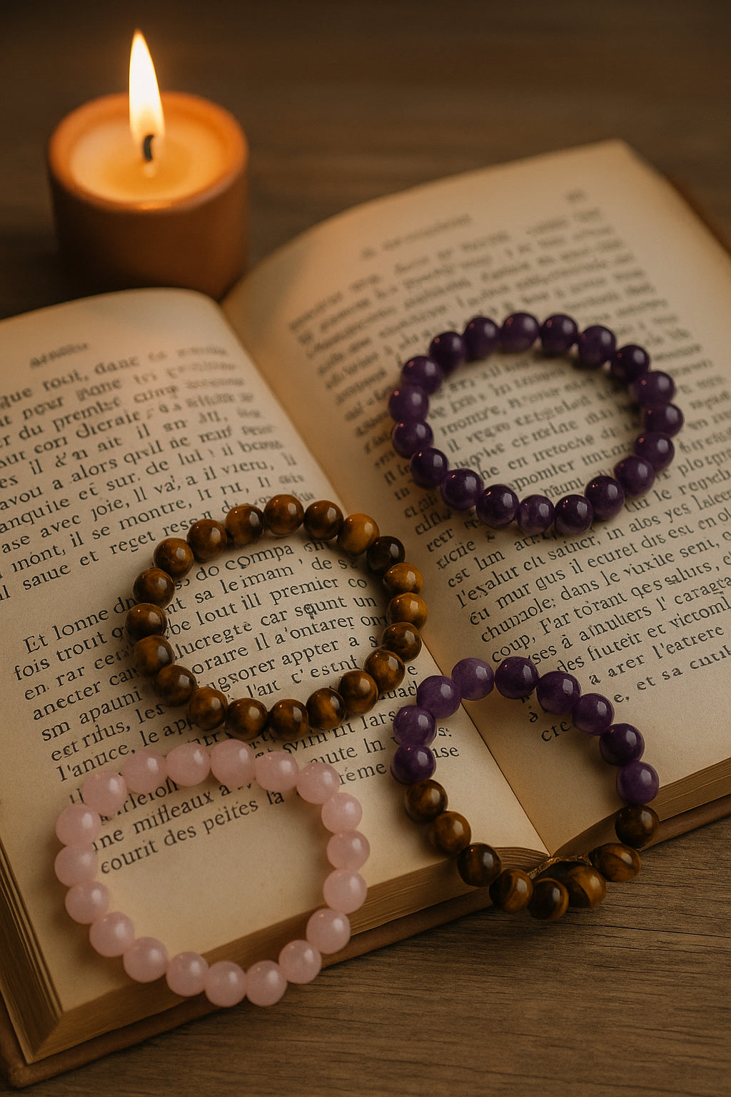 💎 Lot de 4 Bracelets Manifestation - Amour, Sagesse, Protection & Calme ✨