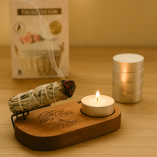 Coffret Rituel Purification - Sauge Blanche, Bougies & Brûleur Arbre de Vie ✨ | Livraison gratuite en Europe